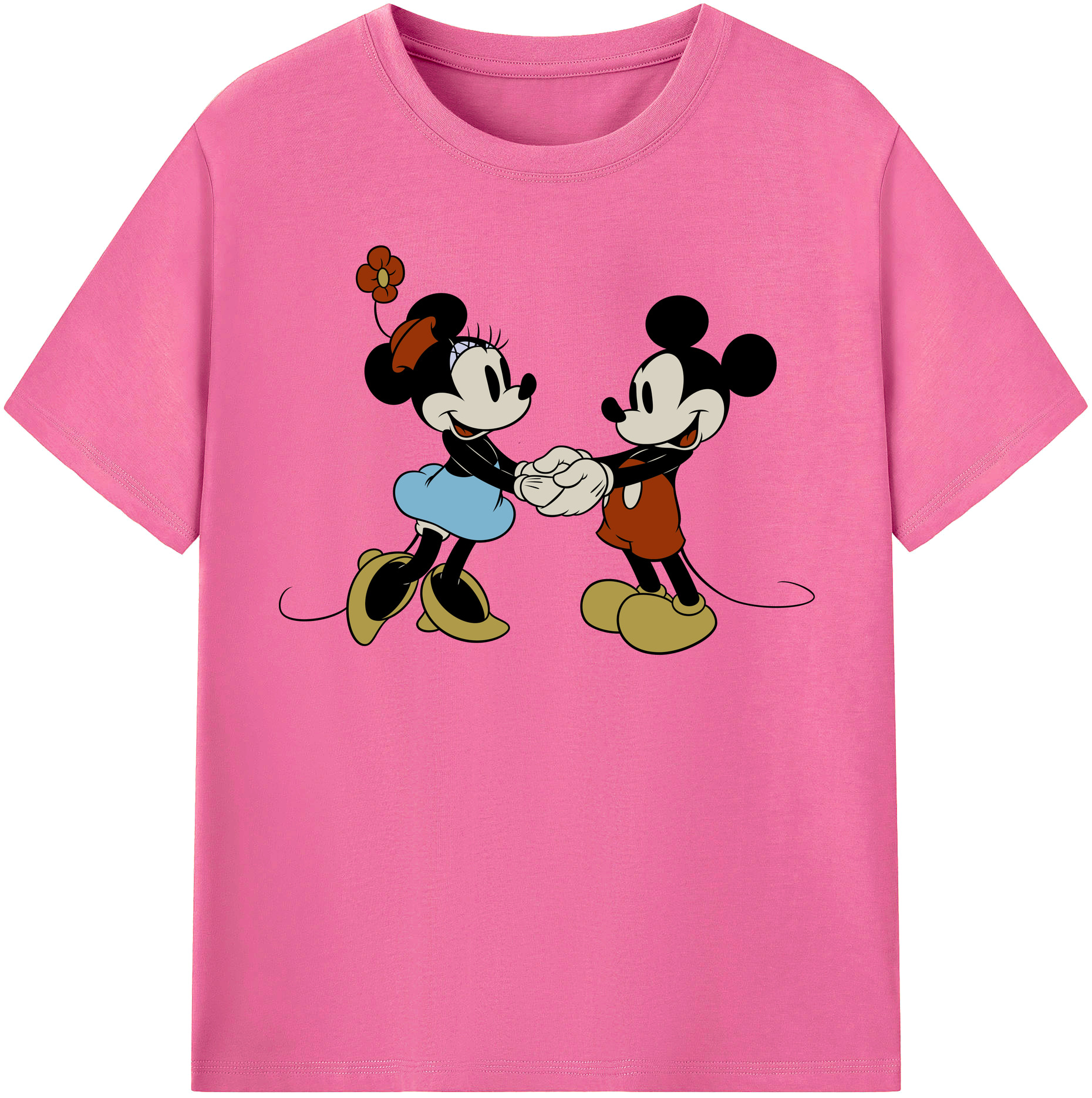 （画像用） ミッキーマウス Mickey Mouse レディースカジュアルプリントTシャツ（綿100％）